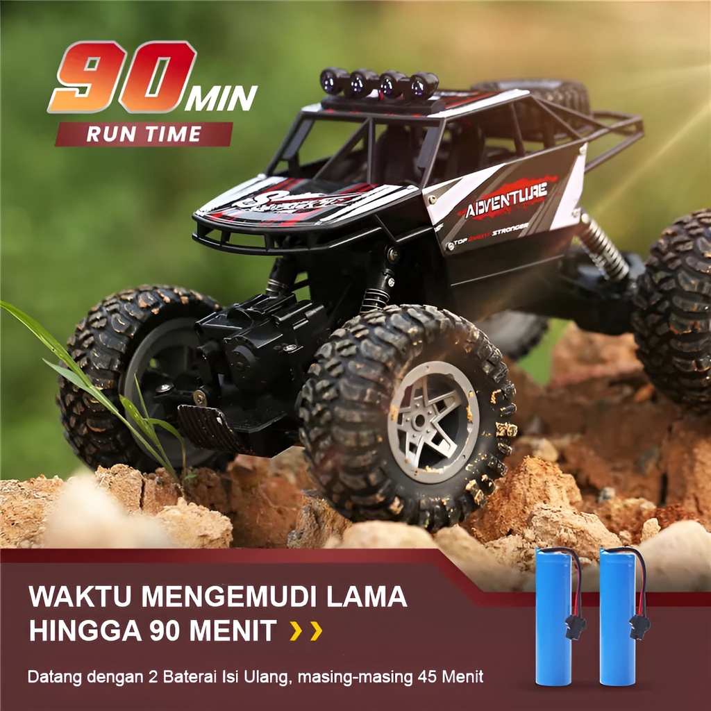 Mobil RC Rock Crawler Kuat 1:14 Metal | Mainan Anak Laki Laki Mobil Mobilan Remote Control | Kado Ulang Tahun Anak Cowok