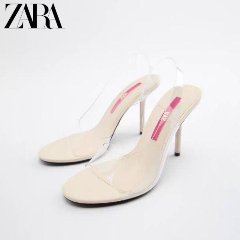 SANDAL HEELS WANITA IMPORT FASHION / ZARA 738 HEELS TRANSPARAN 9CM FREE BOX
