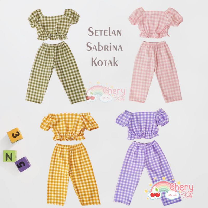 SETELAN ANAK CEWEK KOTAK KOTAK/ SET CELANA PANJANG / Setelan Celana Panjang / baju anak perempuan (1 - 8 TAHUN