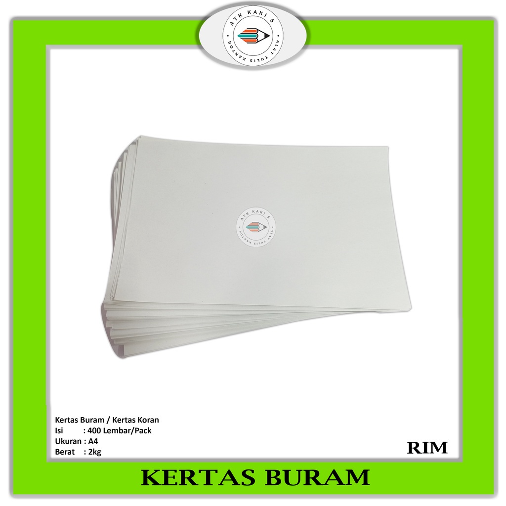 

ATKKAKI5 - Kertas Buram / Kertas Koran Uk. A4 - Pack - Gosend / Grab