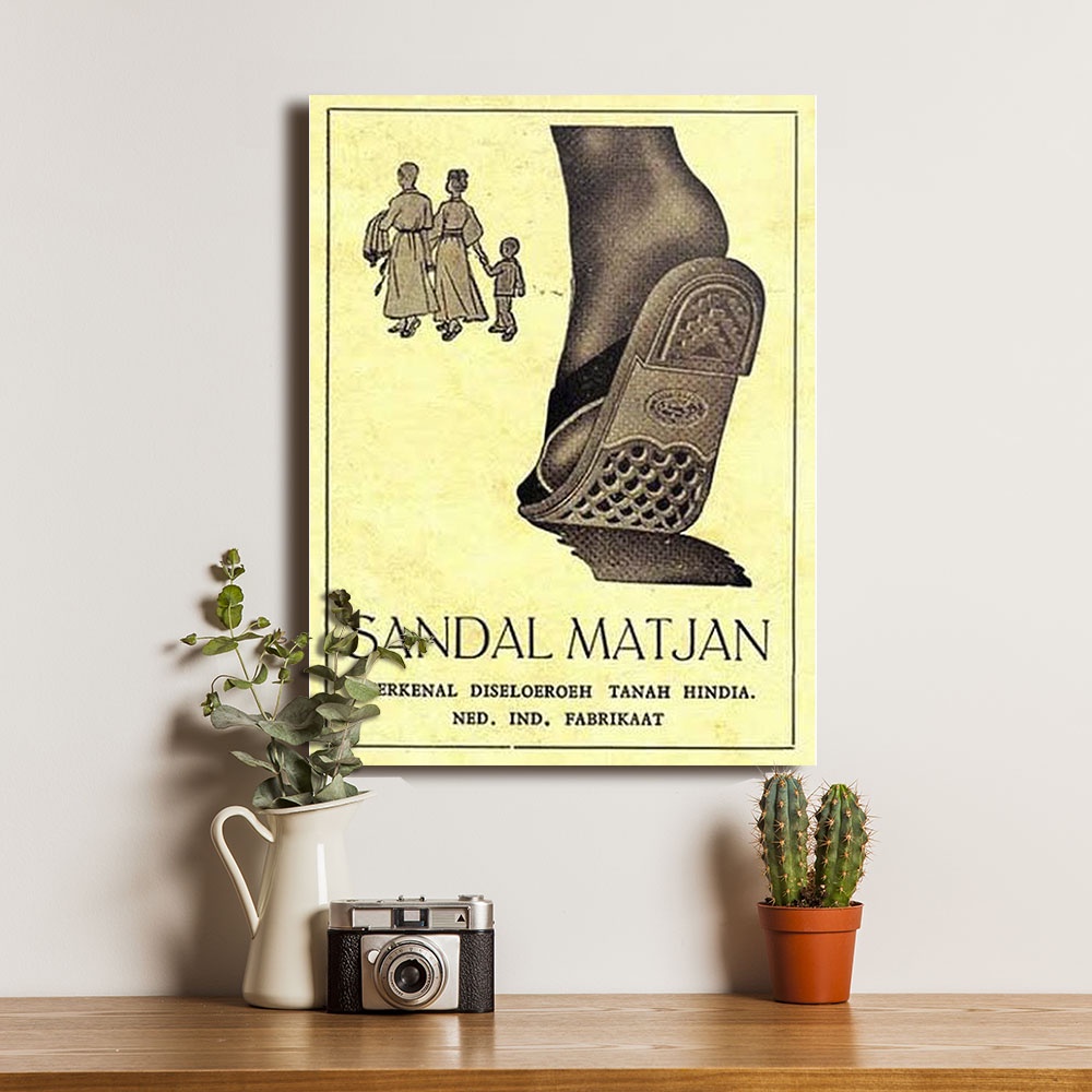 Poster Dekorasi Hiasan Dinding Kayu Iklan Jadul Jaman Dulu Lucu Sandal Matjan
