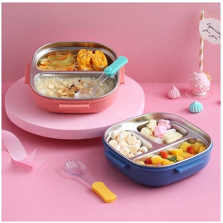 Lunch Box TEDEMEI Stainless 3 Sekat Kotak Makan Anti Tumpah Lunch Box Set Premium