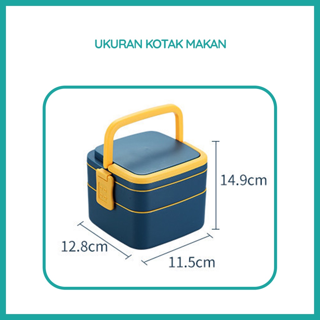 Kotak Makan Siang Portable Dua Lapis / Lunch Box 2 Lapis / Kotak Makan Bento 2 Lapis / Kotak Makan Portable 2 Lapis