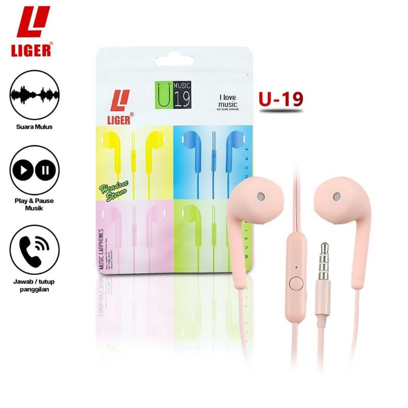 HEADSET MACARON U19 HANDSFREE U19 PLASTIK MACARON EARPHONE MACARON STEREO U19 PLASTIK