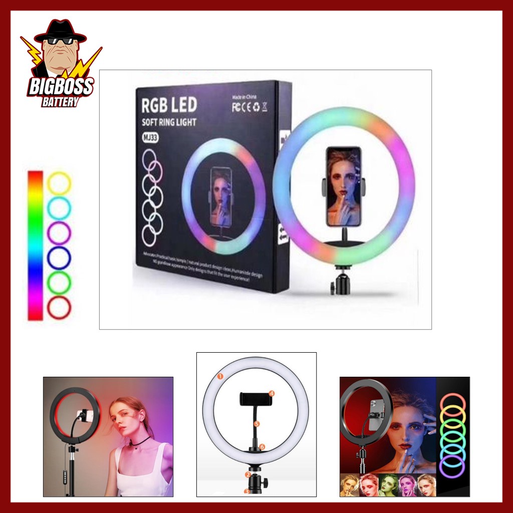 Ringlight Selfie Vlog LED Rgb 26CM 33CM  Lampu Selfie Tiktok Vlogger LED Rainbow