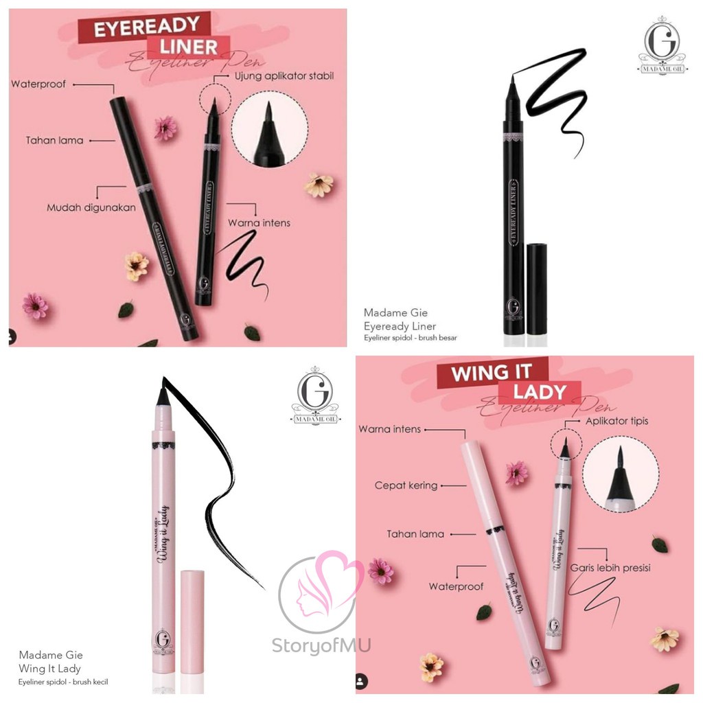 galerybeautysemarang MADAME GIE Eyeready Liner &amp; Eye Wing It Lady Liner 1g | eyeliner waterproof spidol Madamegie