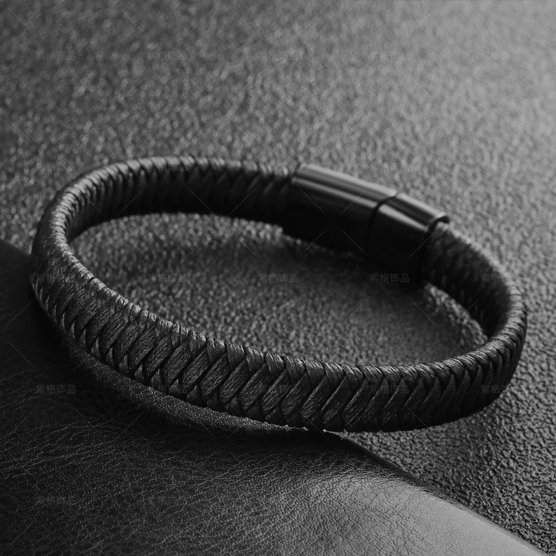 [Z H Perhiasan] Hip Hop Rock Retro Pria Fashion Gelang Kulit Stainless Steel Pesta Perhiasan Aksesoris