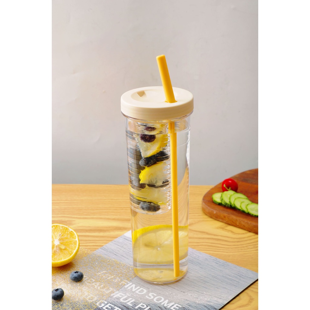 SB168 Botol Minum Infused 700ML Transparan Dengan Sedotan Infused Water Bottle