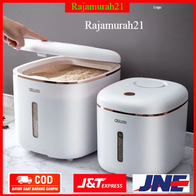Wadah Penyimpan Beras Makanan Food Storage Rice Container Moistureproof 5 KG - White - 7RHAL3WH