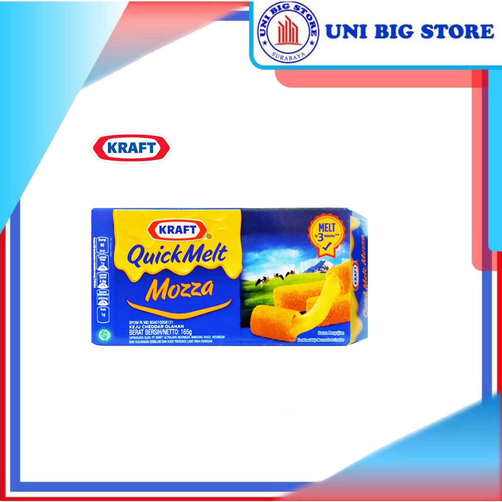 

Kraft Quick Melt Keju Cheddar Moza 165 gr Cheese Balok Blok Kotak