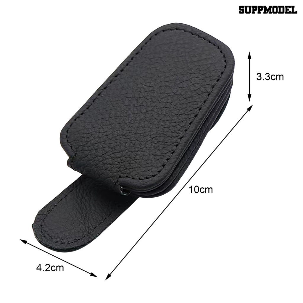 [Auto] Sunglass Holder Klip Multifungsi Desain ic Kulit Imitasi Pelindung Matahari Mobil Dipasang Klip Gantungan Kacamata Untuk Mobil