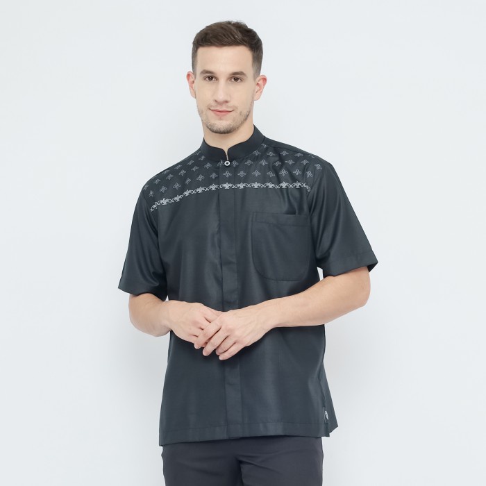 Baju Koko ATLAS Universal Motif MRK Hitam - XL