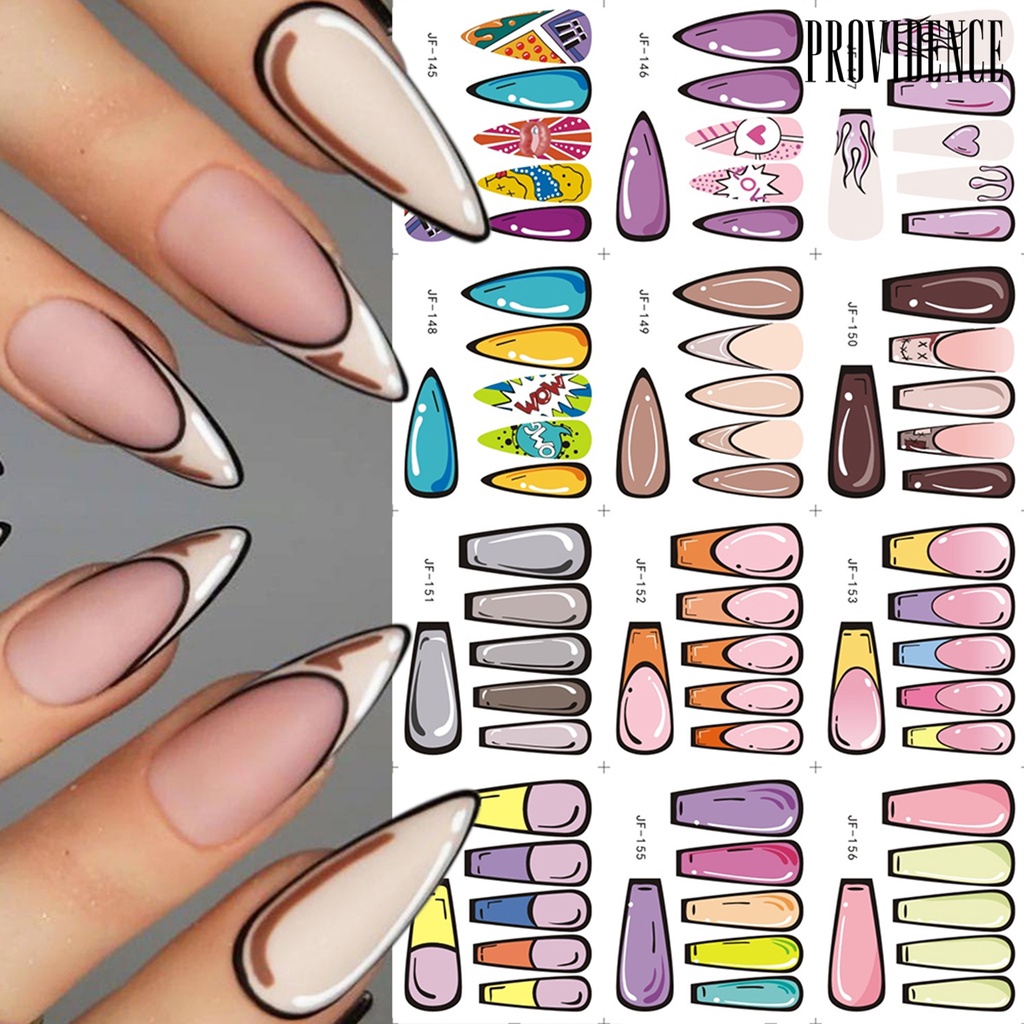 Providence Nail Art Slider Perekat Diri Tidak Luntur Mudah Tempel Efek 3D DIY Yang Dapat Dilepas Cakupan Penuh Gaya Graffiti Kartun Nail Art Stiker Perlengkapan Kuku