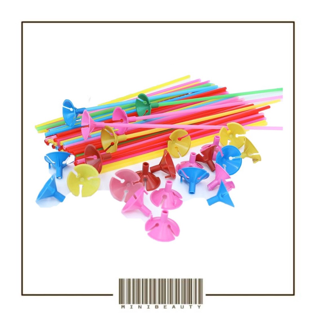 stick balon warna warni 1 pcs tangkai balon 27cm pegangan cup baloon warna random panjang 27 cm murah import