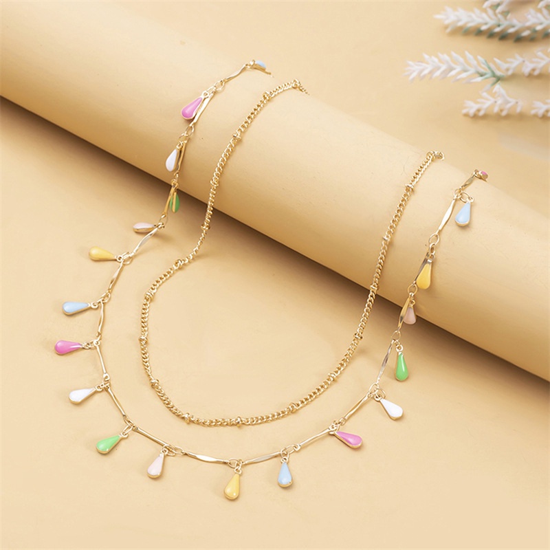 1pc Kalung Liontin Tetesan Air Multi Warna Zinc Alloy Necklace Anklet Women Jewelry