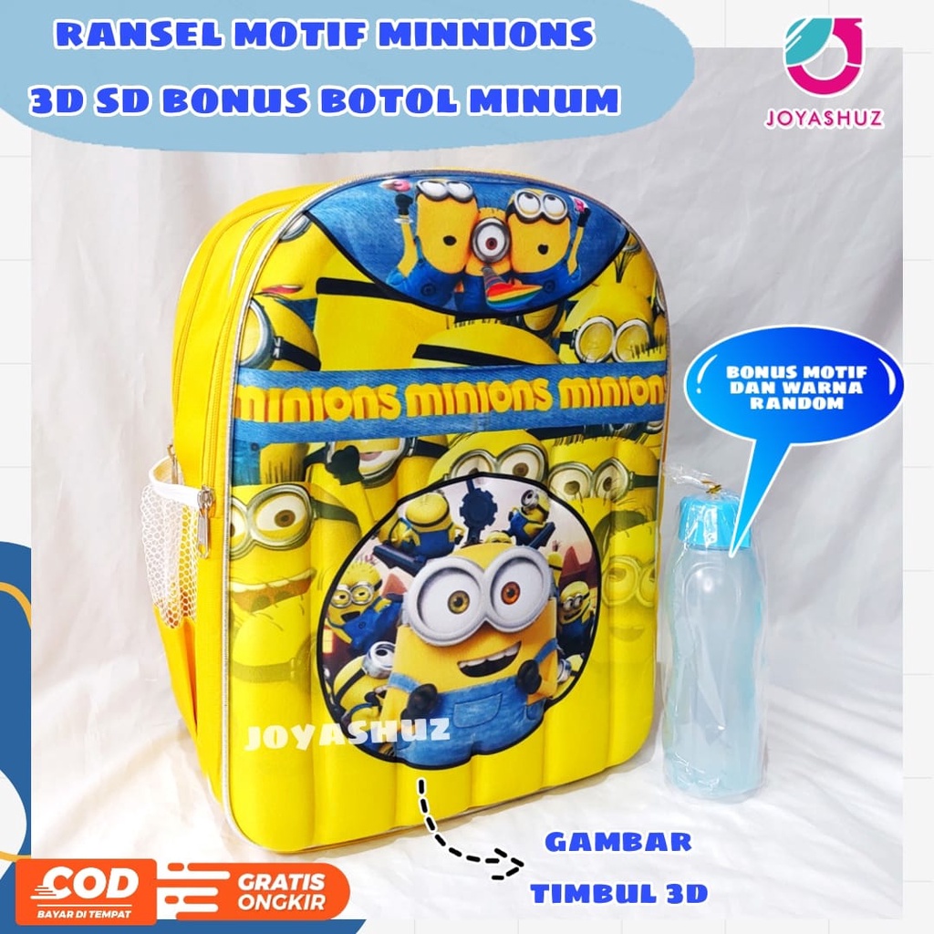 Tas Anak Laki-laki Gratis Bonus - Ransel  Anak SD Minion Gemas  - Tas Ransel Sekolah Anak SD  Karakter Minnion - Tas Anak Perempuan SD Gratis Botol Dan Misting - Tas Sekolah Anak Perempuan Laki-laki Karakter Lucu - Joyashuz