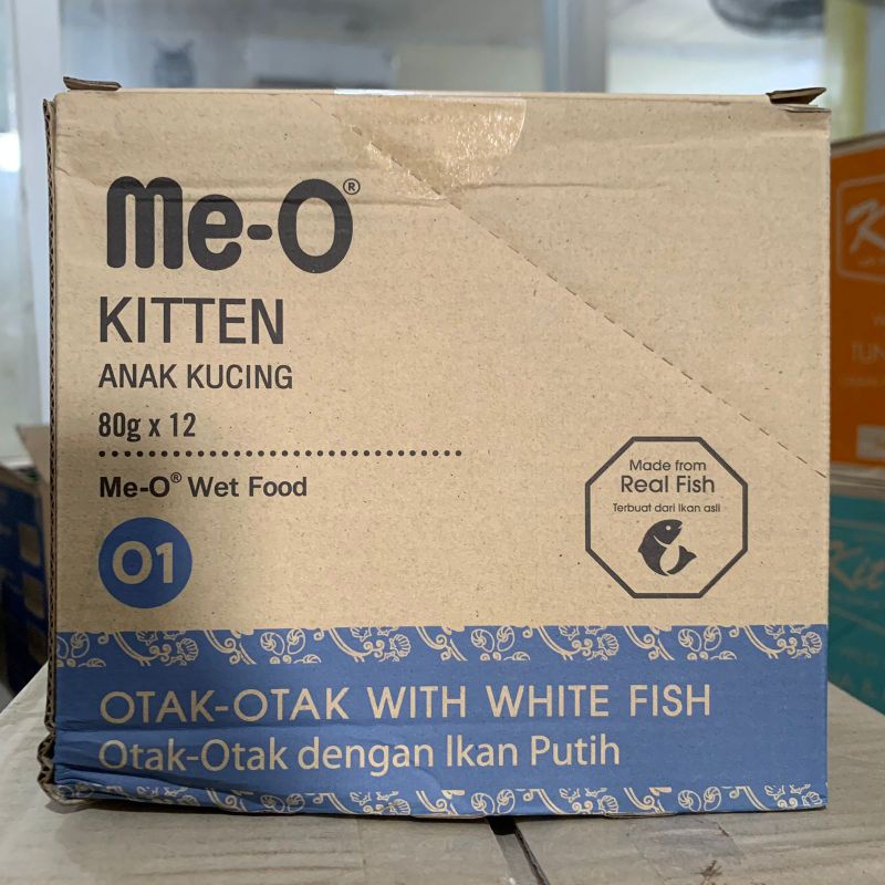Meo Me O pouch kitten OTAK-OTAK WHITFISH 80gr 1box - makanan kucing basah sachet