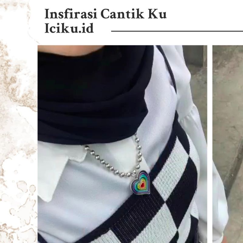 Kalung Bandul Love Pelangi Aksesoris Outfit Necklace Remaja Multiclour