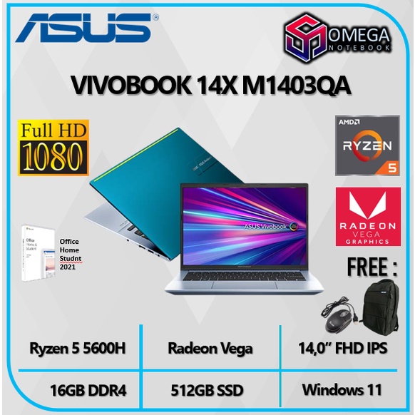 ASUS Vivobook 14X M1403QA Ryzen 7 5800H 16GB 512GB VEGA 7 Windows 11 + OHS 14,0 WUXGA IPS