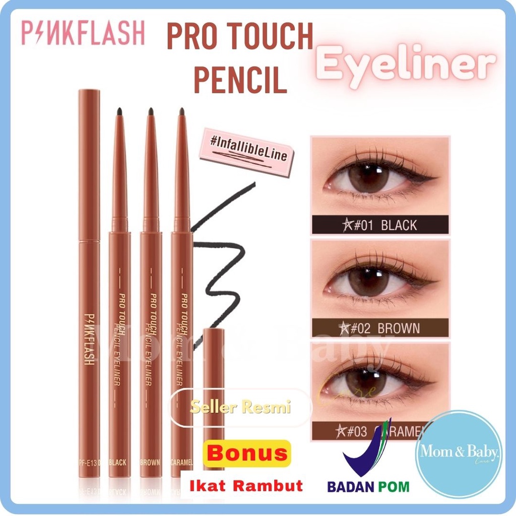 PINKFLASH Pro Touch Pencil Eyeliner PF-E13 | Eyeliner Pensil | Smooth Gel Eyeliner High Pigmented (BPOM) n