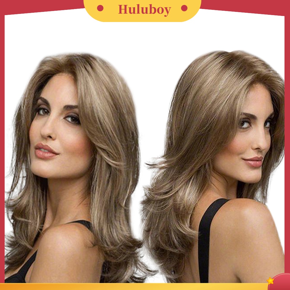 Wig Rambut Ekstensi Model Panjang Keriting Gelombang Warna Gradasi Untuk Wanita