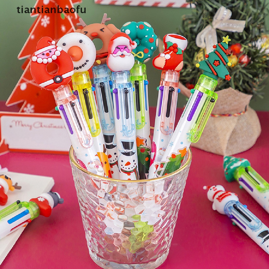 1 Pc Pulpen 6 Warna Dapat Ditarik Untuk Hadiah Natal