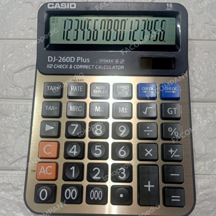 

KALKULATOR CASIO DJ-260D PLUS / 16 DIGIT #ORIGINAL