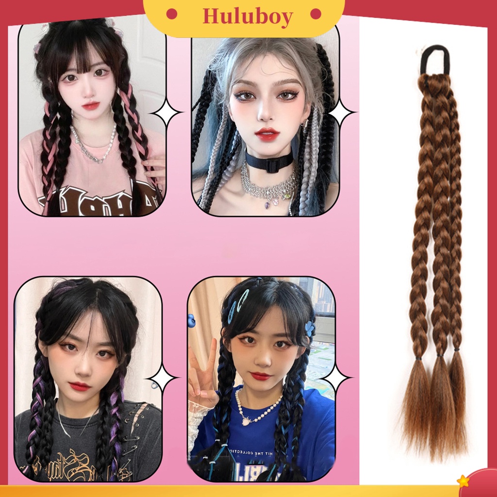 Rambut Palsu Ponytail Kepang Bahan Silk Suhu Tinggi Untuk Wanita