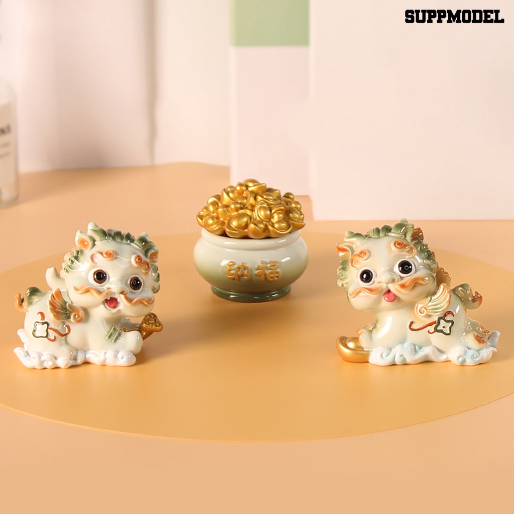 [Auto] Patung Miniatur Pixiu Hias Realistis Binatang Mitos Cina Lucu Pixiu Resin Miniature Figurine Untuk Rumah