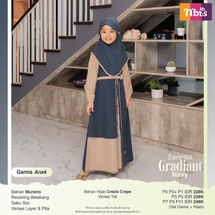 GRADIANT NIBRAS SARIMBIT Baju gamis setelan anak perempuan muslimah bahan Murano