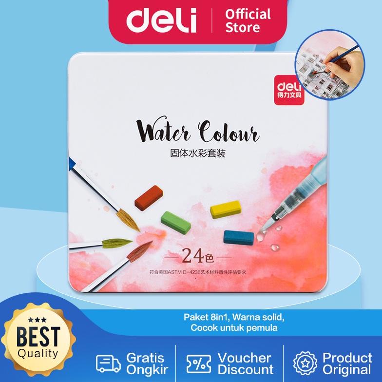 

BISA COD Deli Solid Watercolor Set Cat Air Padat isi 24/36 warna 73876 73877