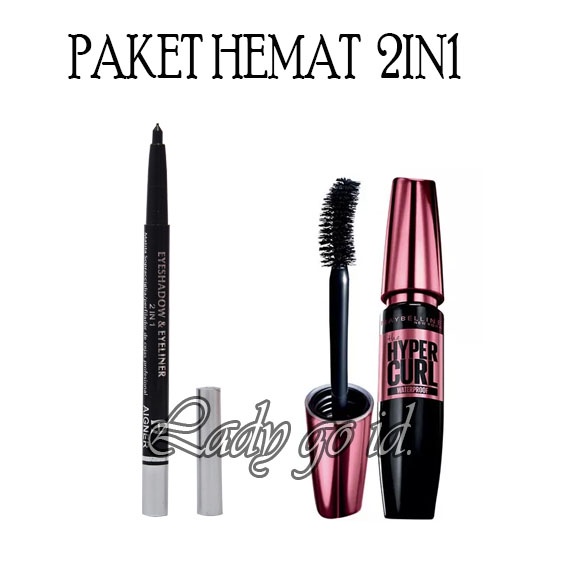 PAKET KECANTIKAN MATA 2IN1 ( maskara hitam + eigner pensil putar hitam )