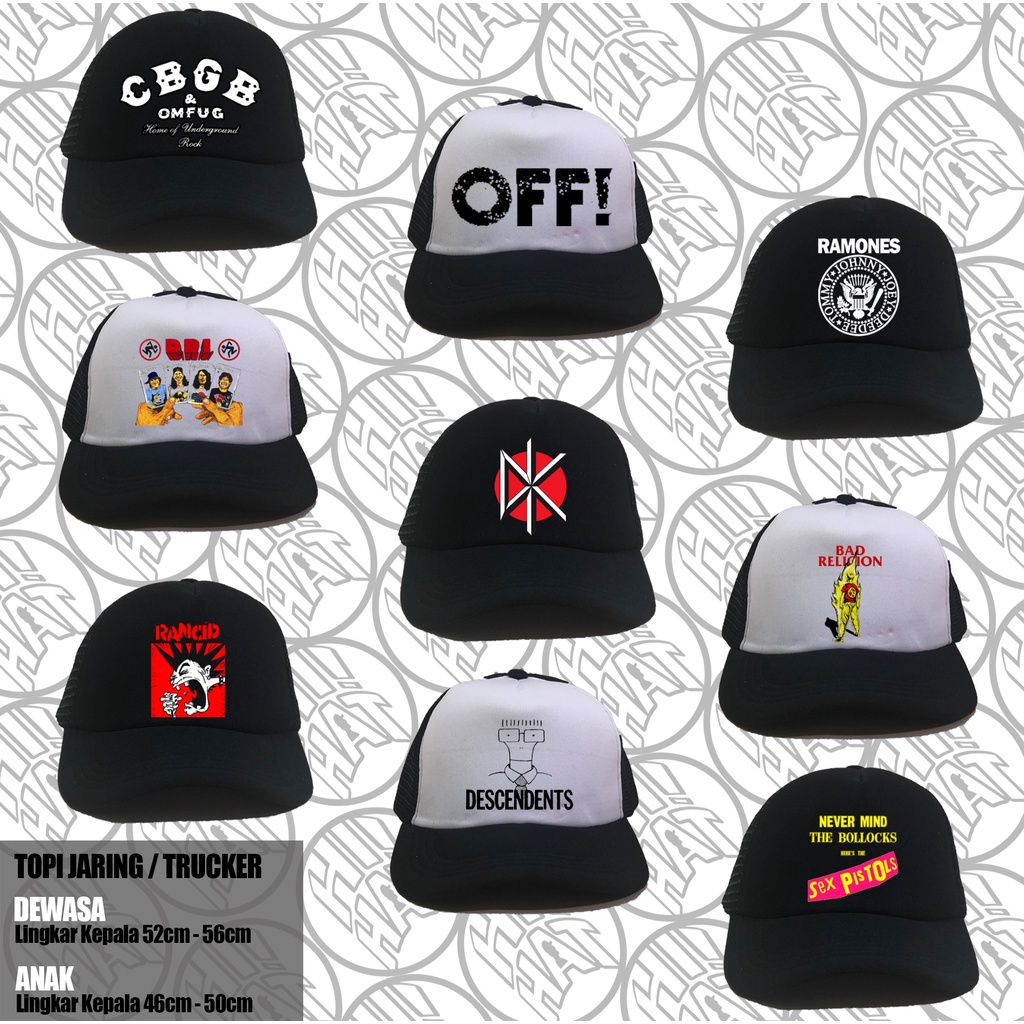 BIG SALE Topi Trucker Band Dewasa & Anak / Trucker Hat Band / Topi Trucker Band / Topi Band / Topi T