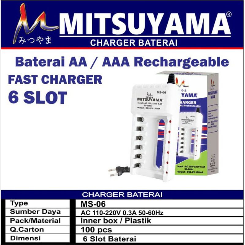 charger baterai AA/AAA mitsuyama slot 6