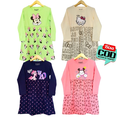 Dress Lengan Panjang Anak Perempuan | Daster Anak Perempuan | Daster Anak Perempuan Motif Minnie | D