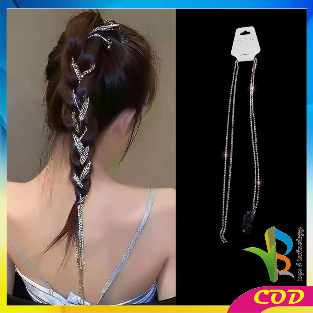 RB-C492 Jepit Rambut Model Rantai Rumbai Korean Style / Aksesoris Rambut Bling Bling Juntai Jepitan Berlian Imitasi Wanita