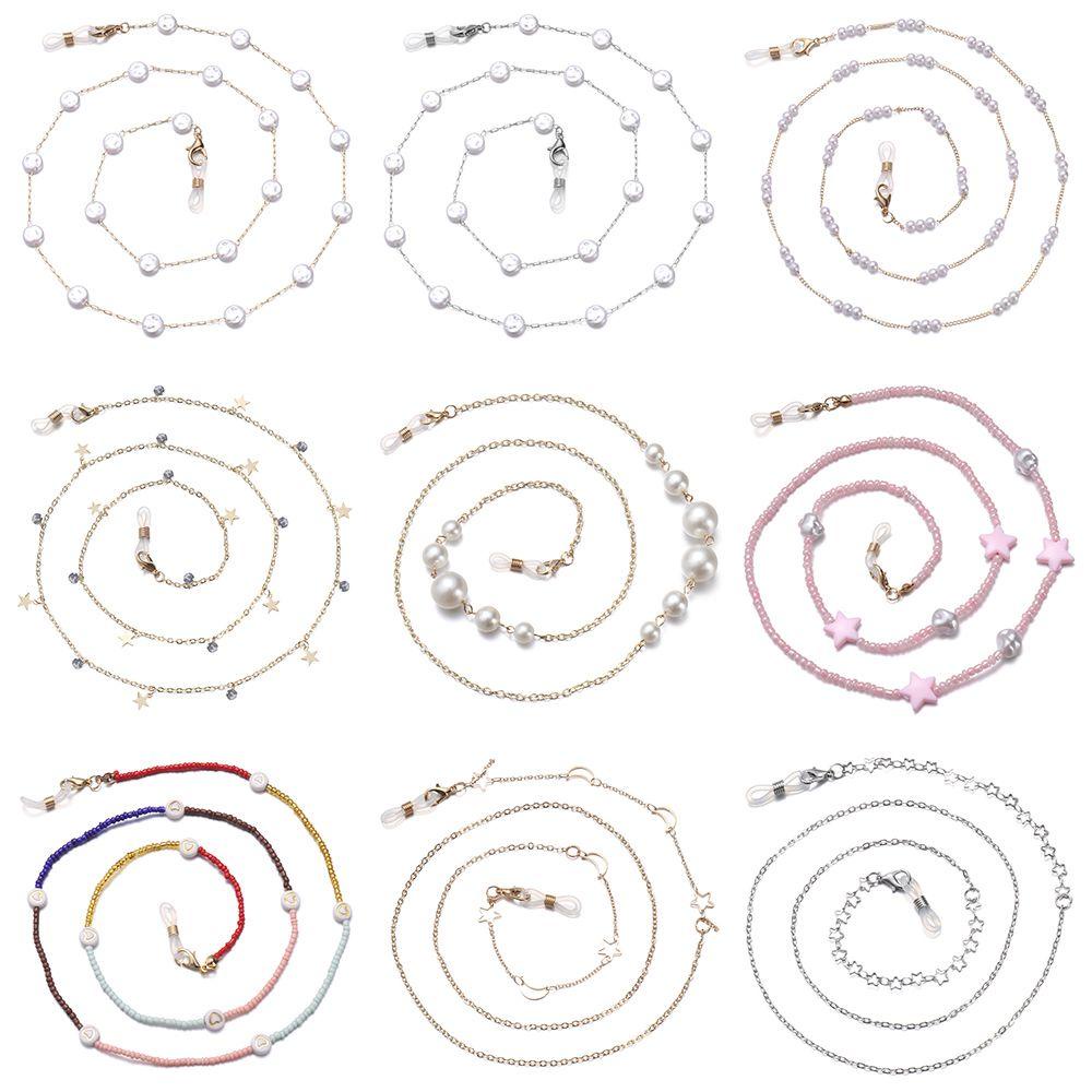 R-bunga Kacamata Rantai Kacamata Non-slip Kacamata Pemegang Logam Aksesoris Kacamata Mutiara Kacamata Rantai