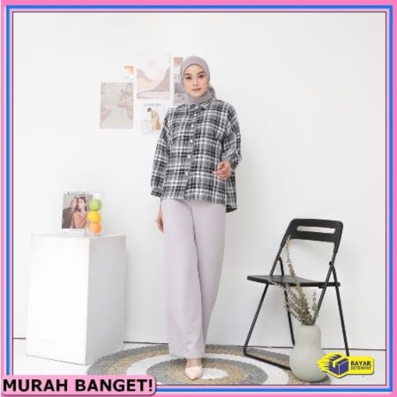 SMP99 - Kemeja Kotak Tartan / Kemeja Korea / Kemeja Croptop / Kemeja Kekinian / Kemeja Terlaris / Kemeja Wanita Pendek / Kemeja Wanita / Kemeja ABG / Kemeja Kotak