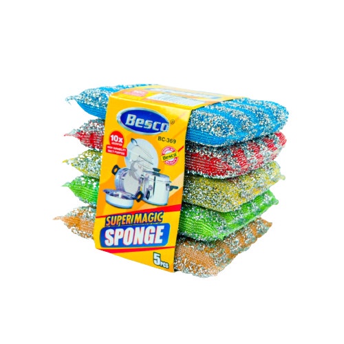 Super Magic Sponge Spons Bantal Busa Cuci Piring Panci Sabut isi 5