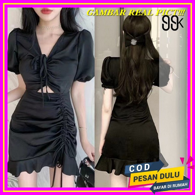 【Bisa Cod】Woman Bodycon Striped Midi Dress Bawah Lutut Tanpa Lengan Ketat Motif Garis Tali Kecil Sex
