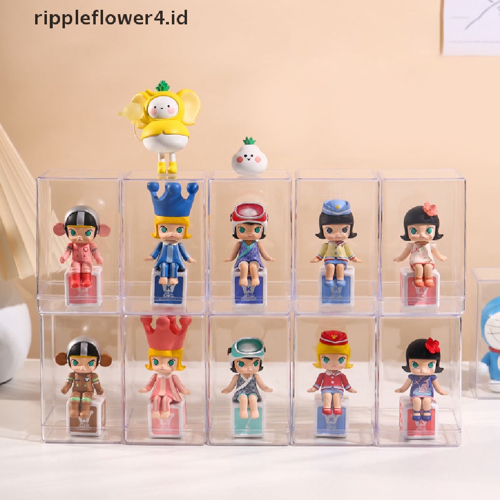 {rippleflower4.id} Stackable Acrylic Mystery Box Storage Display Frame Single Transparan Kotak Boneka Display Stand Case Dust Proof Mainan Koleksi Artcrafts Boxes~