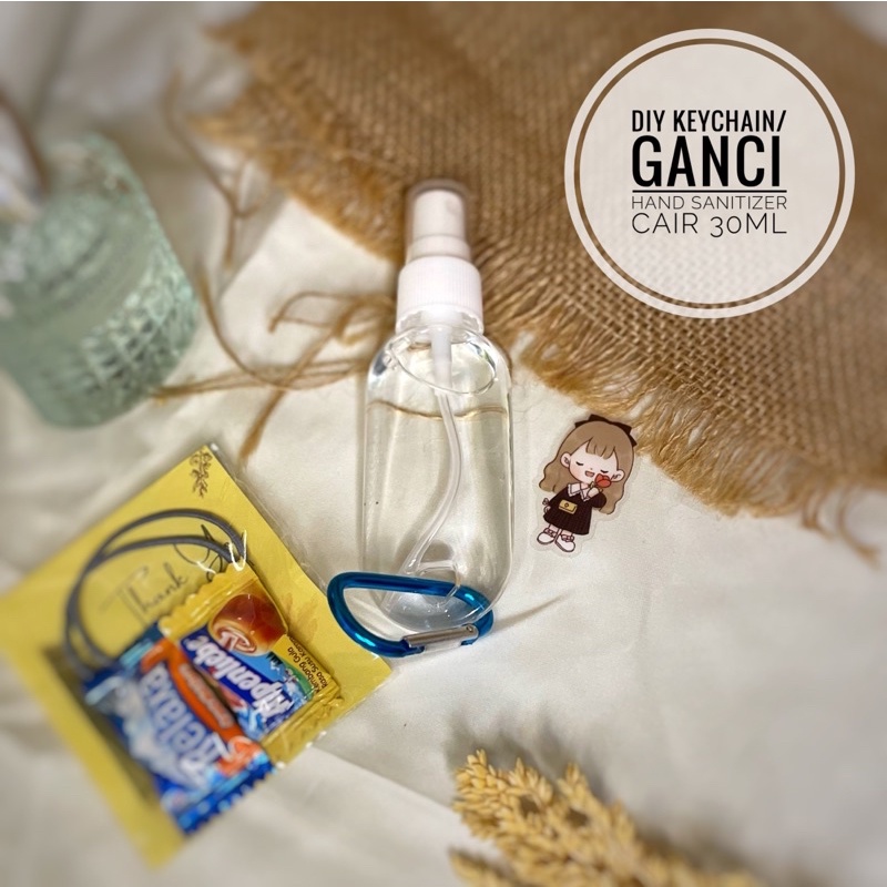 Gantungan kunci hand sanitizer spray 30ml DIY sticker
