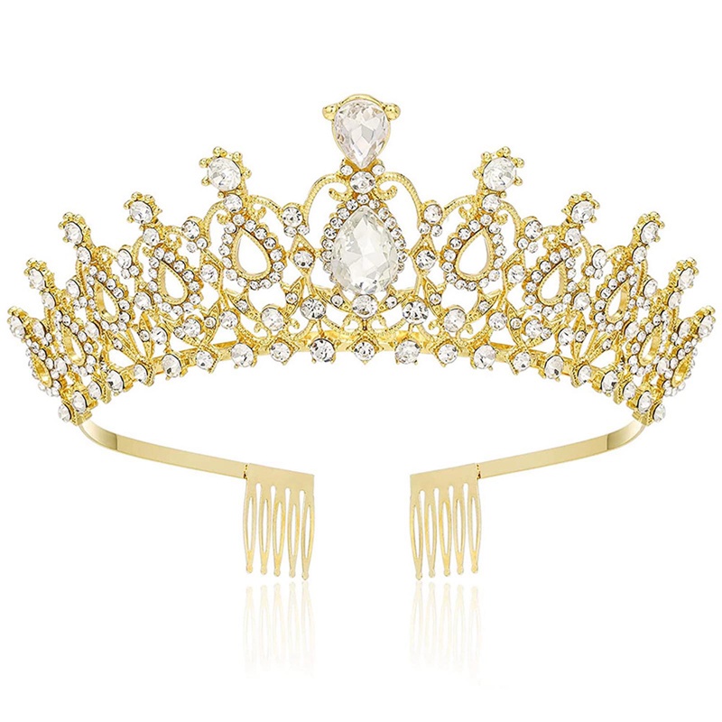 Tiara Mahkota Kristal Imitasi Tiara Dengan Sisir Bando Untuk Wanita Perempuan Pernikahan Prom Pesta Ulang Tahun Princess Vintage Brida