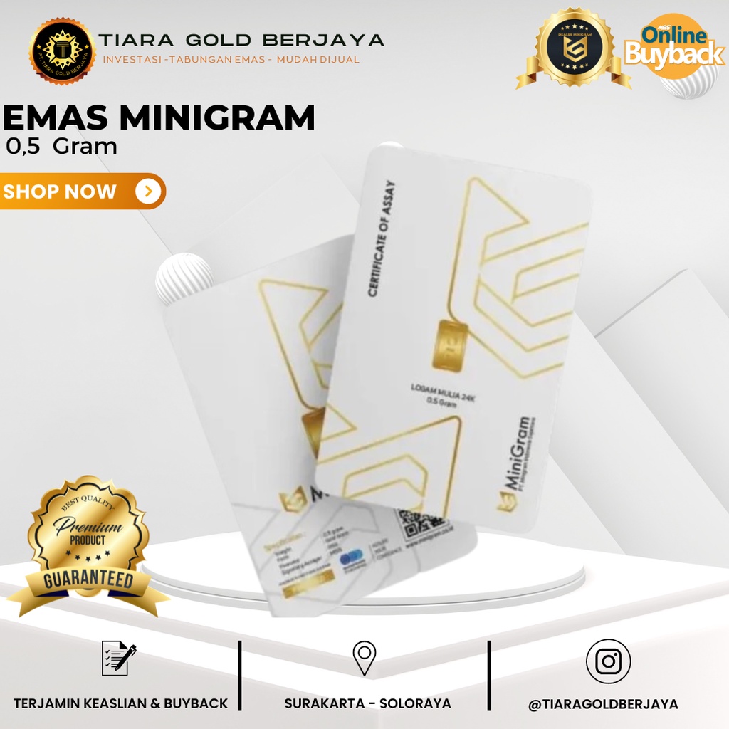 EMAS MiniGram  0.5 Gram LOGAM MULIA 24 KARAT DIJAMIN ORIGINAL 100% EMAS MURNI ASLI TERMURAH SOUVENIR