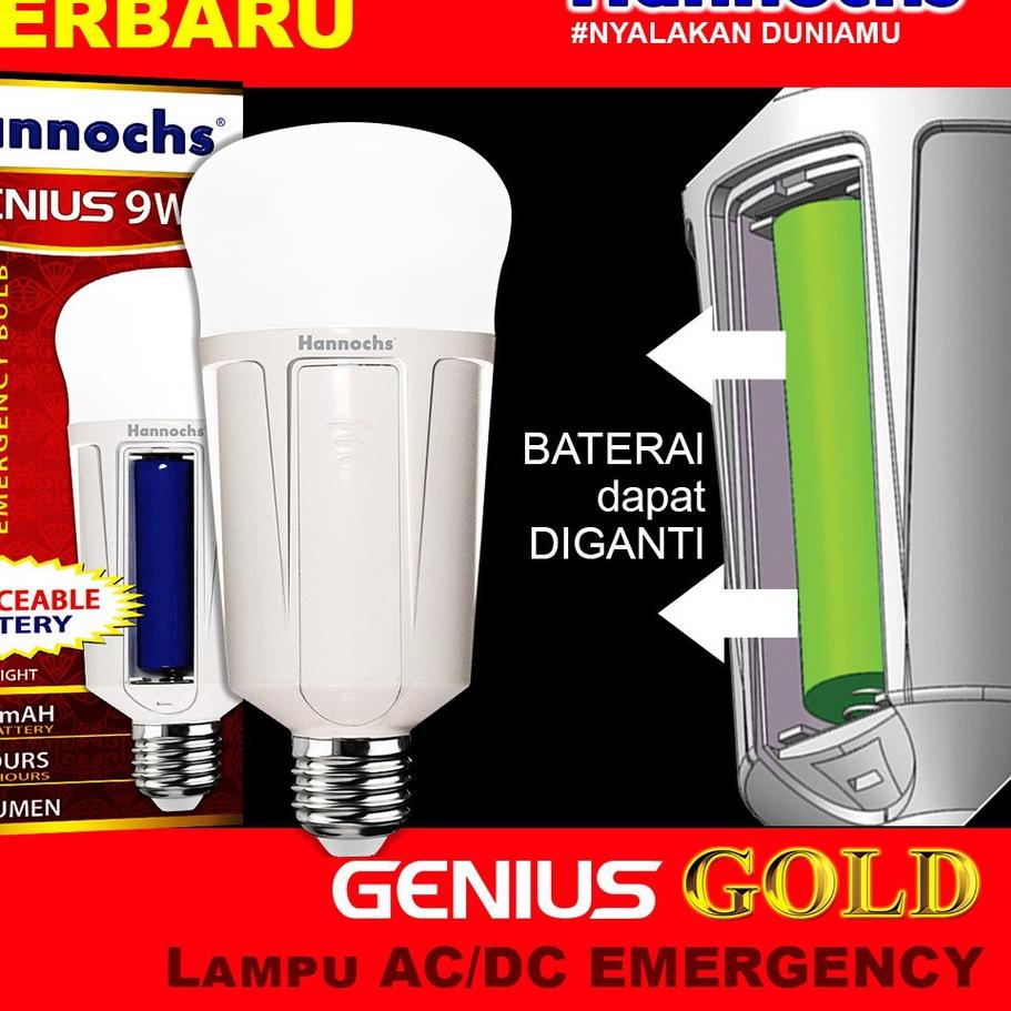 Lampu Led Genius Emergency Hannochs 6w 8w 9w 10w 12w 15w Verdant / Surya Magic 6 8 10 12 15 18 watt