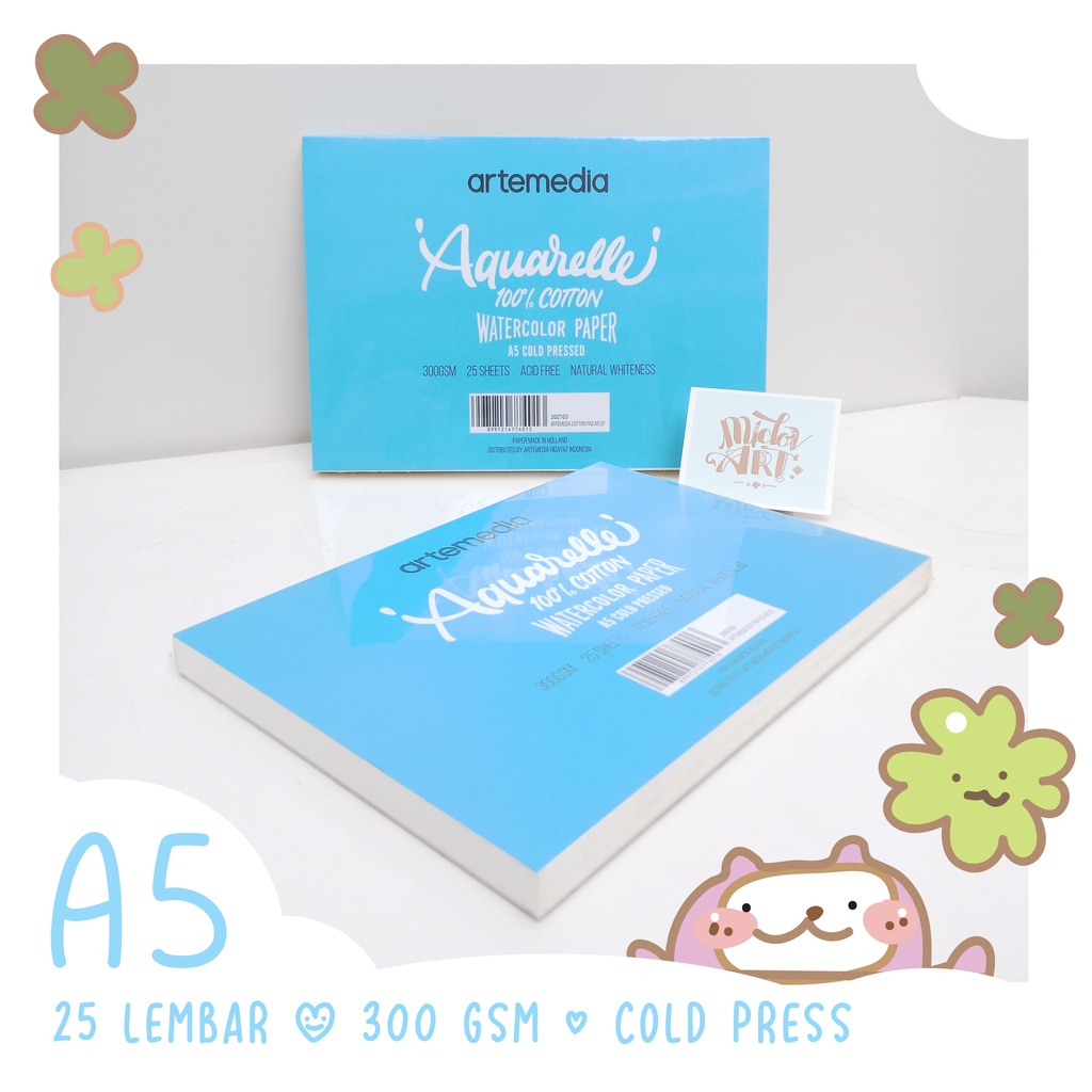 

Artemedia Aquarelle Kertas Cat Air A5 300gsm 25 lembar Cotton Watercolour Pad