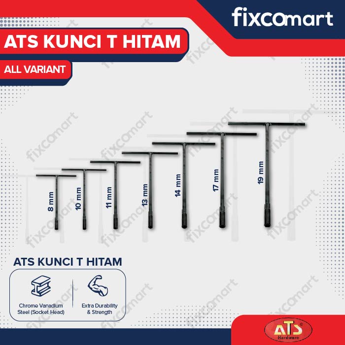 Kunci Sock T Hitam ATS 8 10 11 13 14 17 19 MM