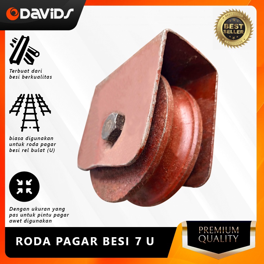 Roda Pagar Besi Rumah Pintu Gerbang Baja Dorong Sleding 7cm U