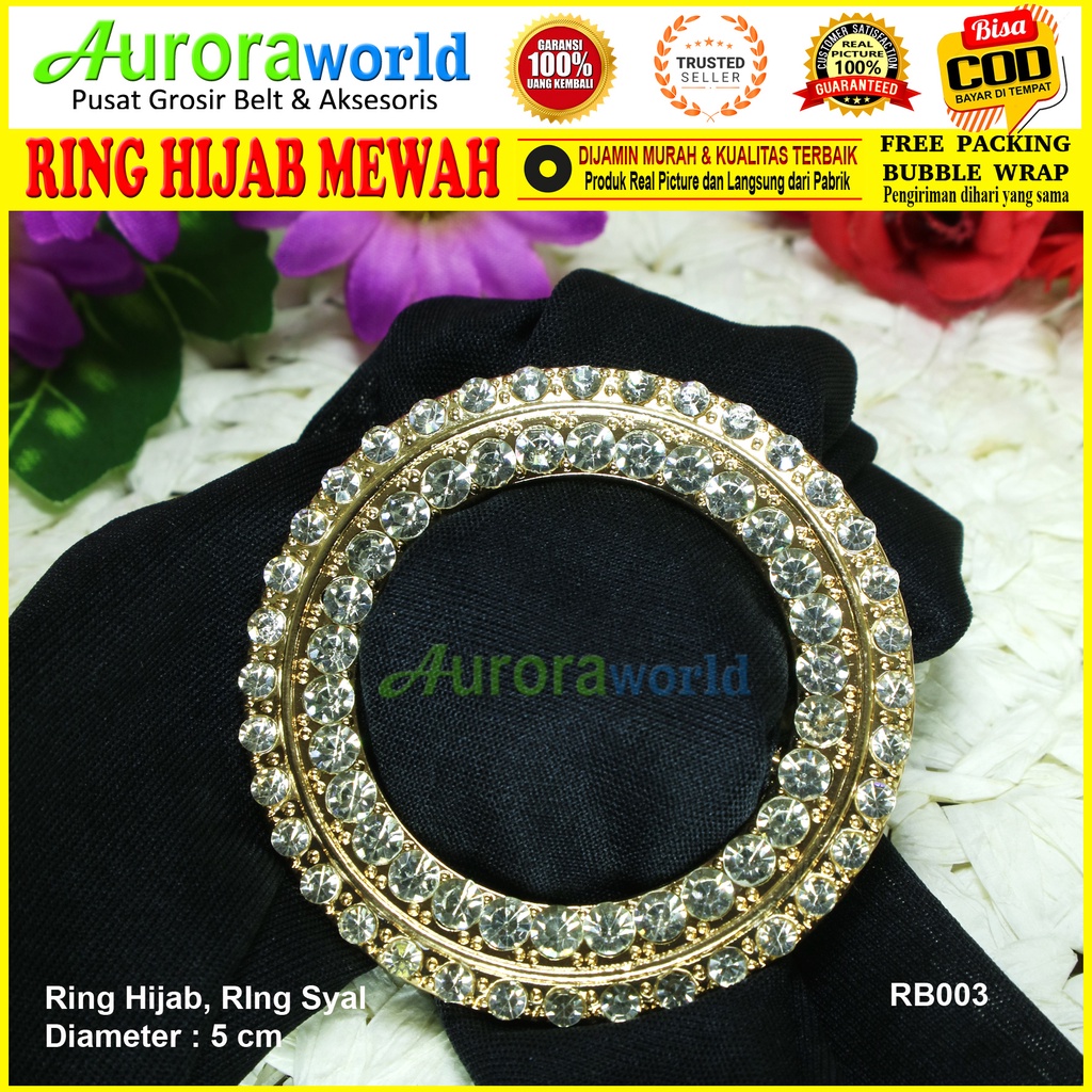 AURORAWORLD RING HIJAB RING ROK LILIT RING BELT MEWAH FULL BERLIAN  Bisa digunakan untuk Jilbab &amp; sebagai kepala ikat pinggang Ring Syal Ring Pashmina bros Ring kerudung gesper hijab Terbaru bisa COD