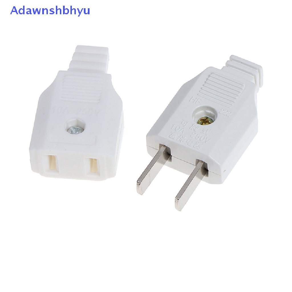 Adhyu US 2pin Gepeng AC Listrik Power Male Plug Female Socket Outlet Adaptor Kawat ID